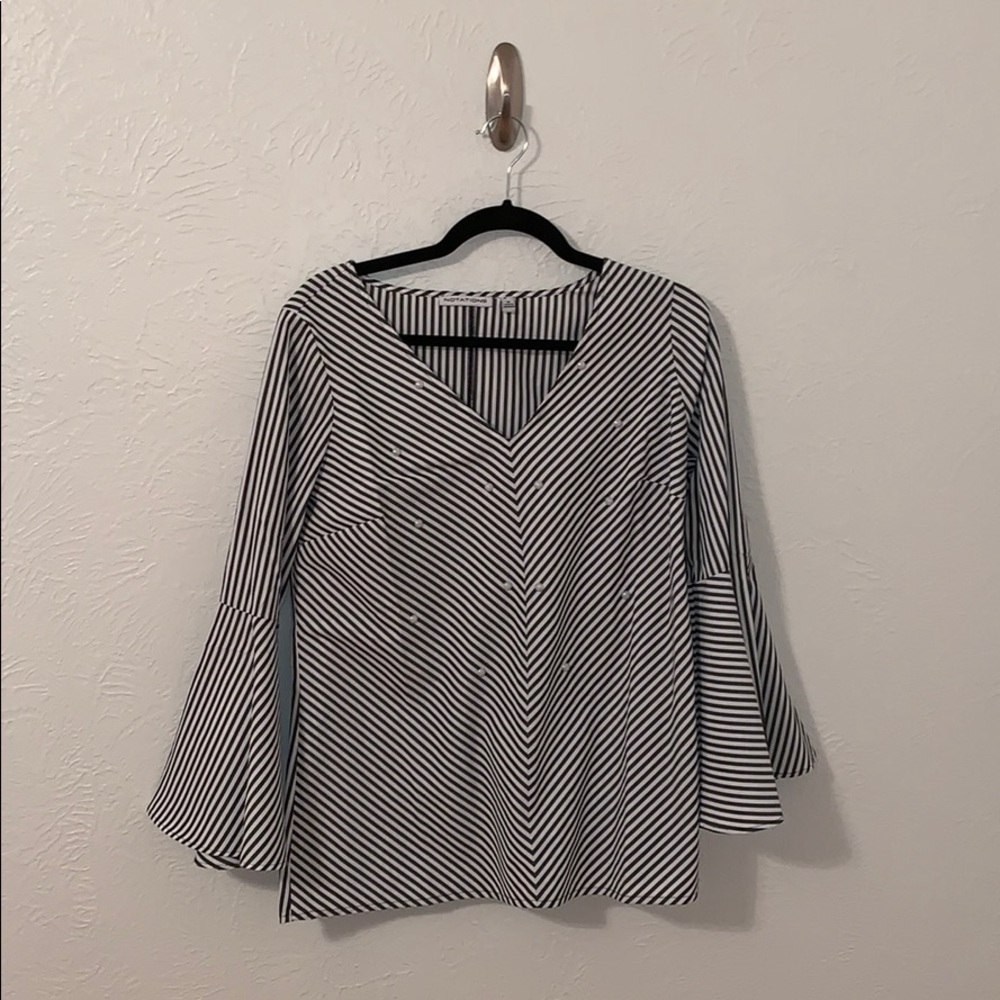 V neck bell sleeve blouse